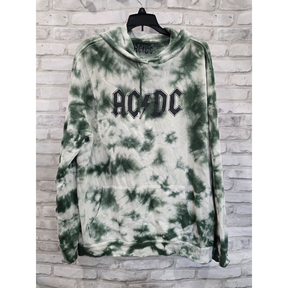 Men‎ Size XL ACDC Lightweight Tie Die Green Sweatshirt Hoodie Hard Rock Band